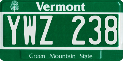 VT license plate YWZ238