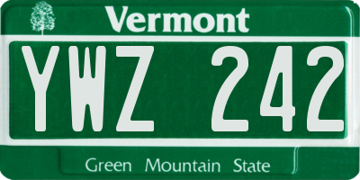VT license plate YWZ242