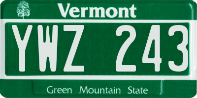 VT license plate YWZ243