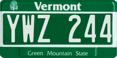 VT license plate YWZ244