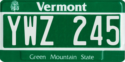 VT license plate YWZ245