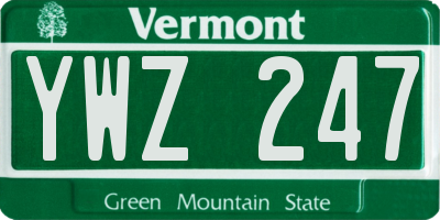 VT license plate YWZ247