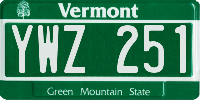 VT license plate YWZ251