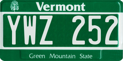 VT license plate YWZ252
