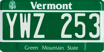 VT license plate YWZ253