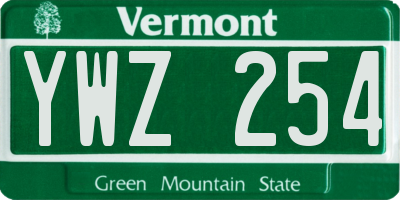 VT license plate YWZ254