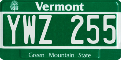 VT license plate YWZ255