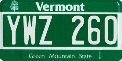 VT license plate YWZ260