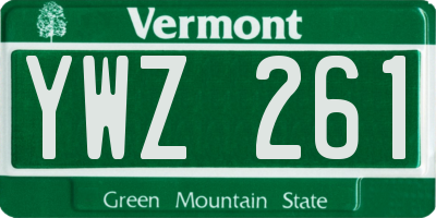 VT license plate YWZ261