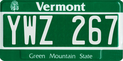 VT license plate YWZ267