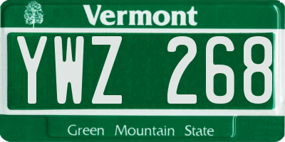 VT license plate YWZ268