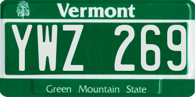 VT license plate YWZ269