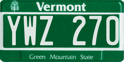 VT license plate YWZ270