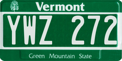 VT license plate YWZ272