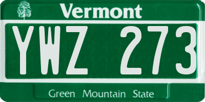 VT license plate YWZ273
