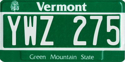 VT license plate YWZ275