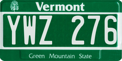VT license plate YWZ276