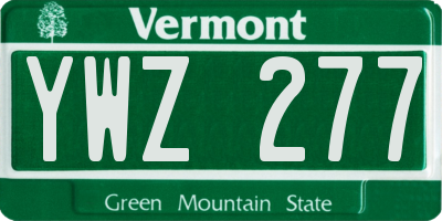 VT license plate YWZ277