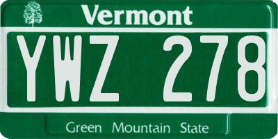VT license plate YWZ278