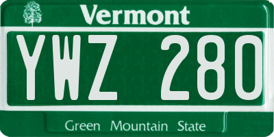 VT license plate YWZ280