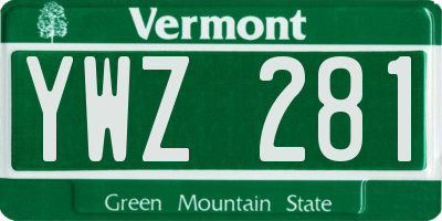 VT license plate YWZ281
