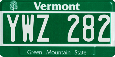 VT license plate YWZ282
