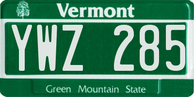 VT license plate YWZ285