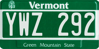VT license plate YWZ292