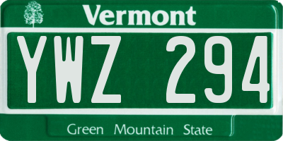 VT license plate YWZ294