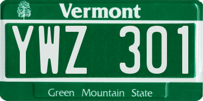 VT license plate YWZ301