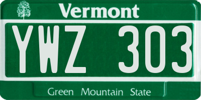 VT license plate YWZ303