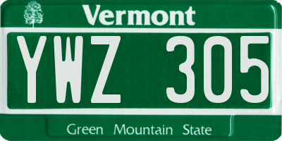 VT license plate YWZ305