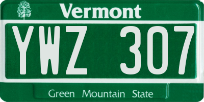VT license plate YWZ307