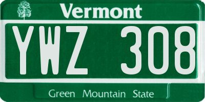 VT license plate YWZ308