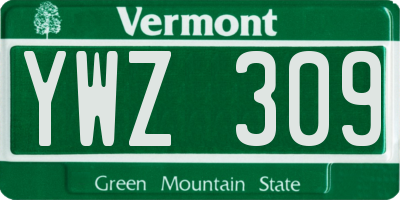 VT license plate YWZ309