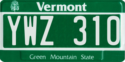 VT license plate YWZ310