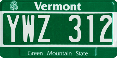 VT license plate YWZ312