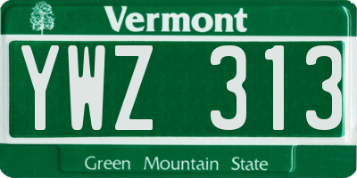 VT license plate YWZ313