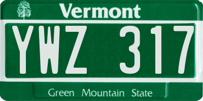 VT license plate YWZ317