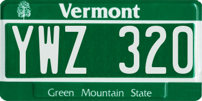 VT license plate YWZ320
