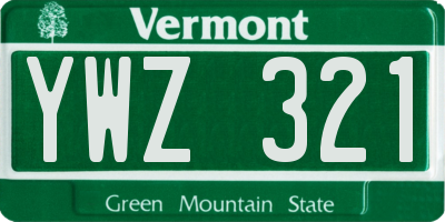 VT license plate YWZ321