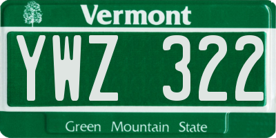VT license plate YWZ322
