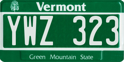 VT license plate YWZ323