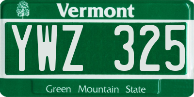 VT license plate YWZ325