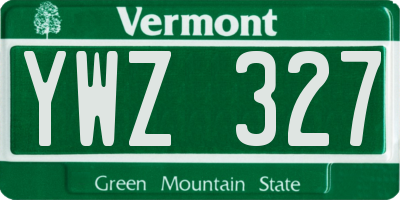 VT license plate YWZ327