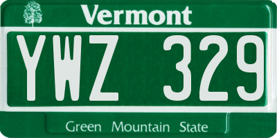 VT license plate YWZ329