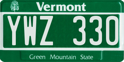 VT license plate YWZ330