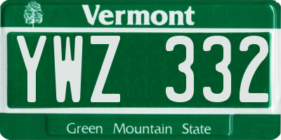 VT license plate YWZ332