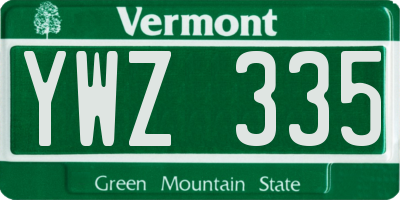 VT license plate YWZ335