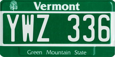 VT license plate YWZ336